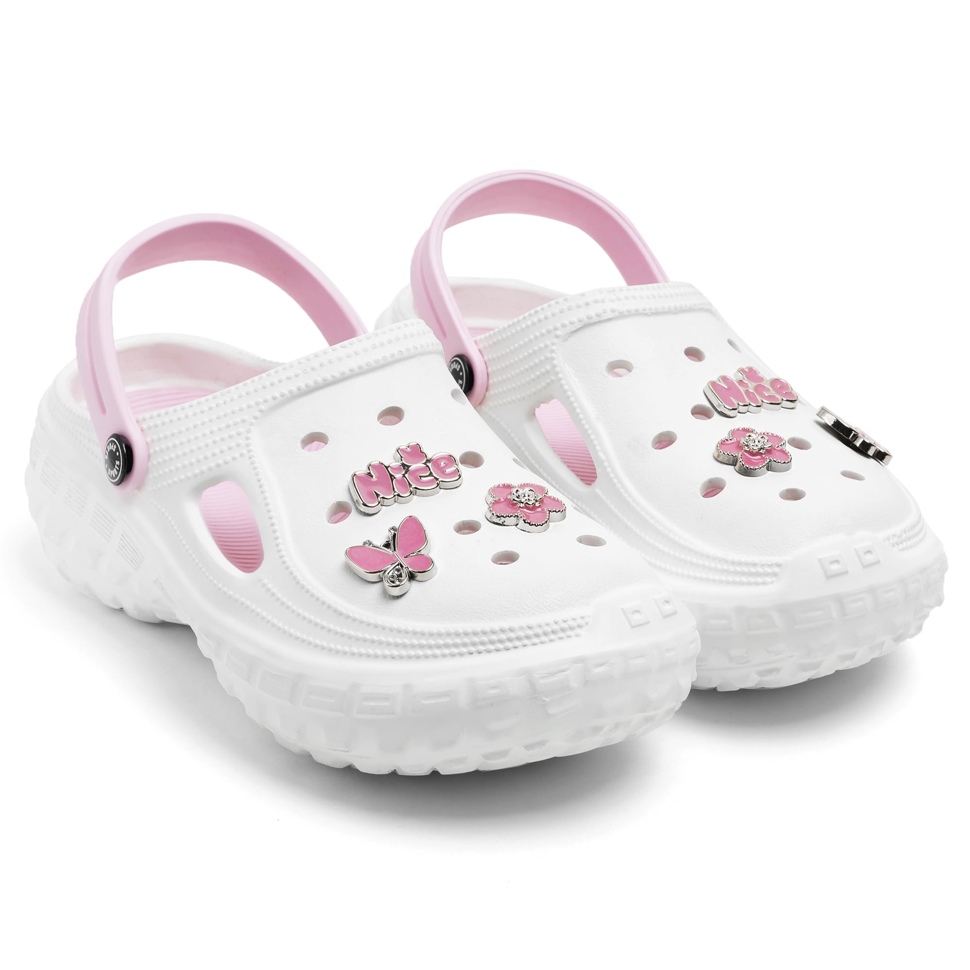 Women's Clog Sandals with Decorative Charms, Adjustable Strap, Cushioned Footbed, Multiple Colors-image-26