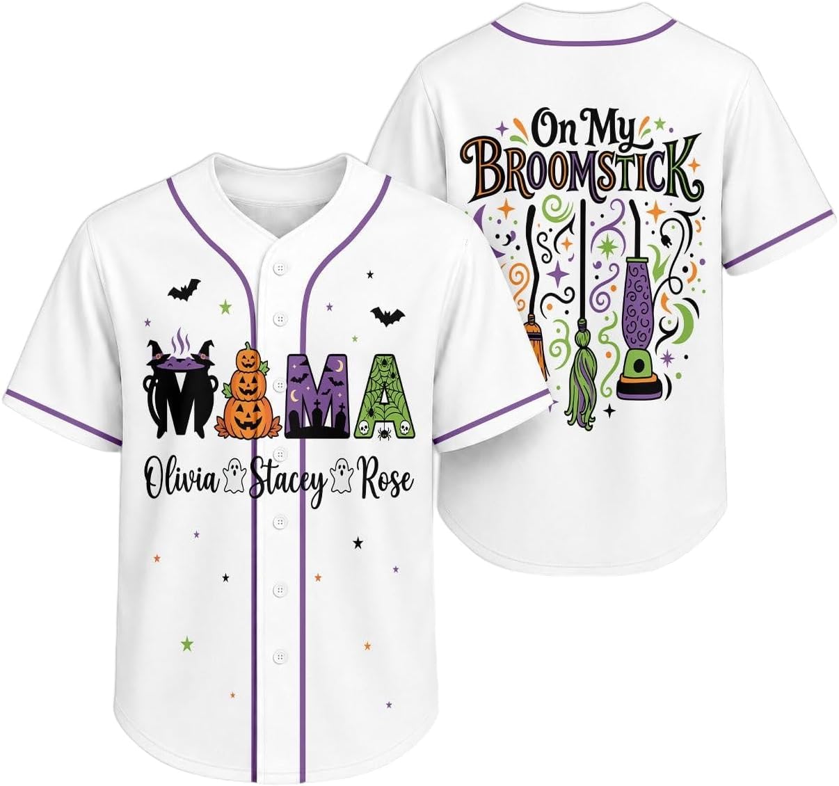 Custom Halloween Baseball Jersey for Men Women, Gothic Spooky Witch Shirt