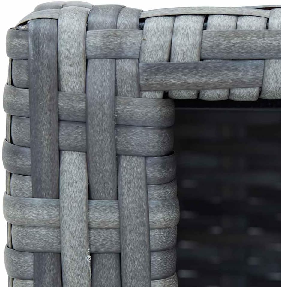 vidaXL Durable Spa Step in Gray - Poly Rattan and Eucalyptus Tropical Hardwood with Natural Oil Finish, Weatherproof, UV Resistant, Easy-to-Assemble Hot Tub Steps - 36.2"x17.7"x9.8"