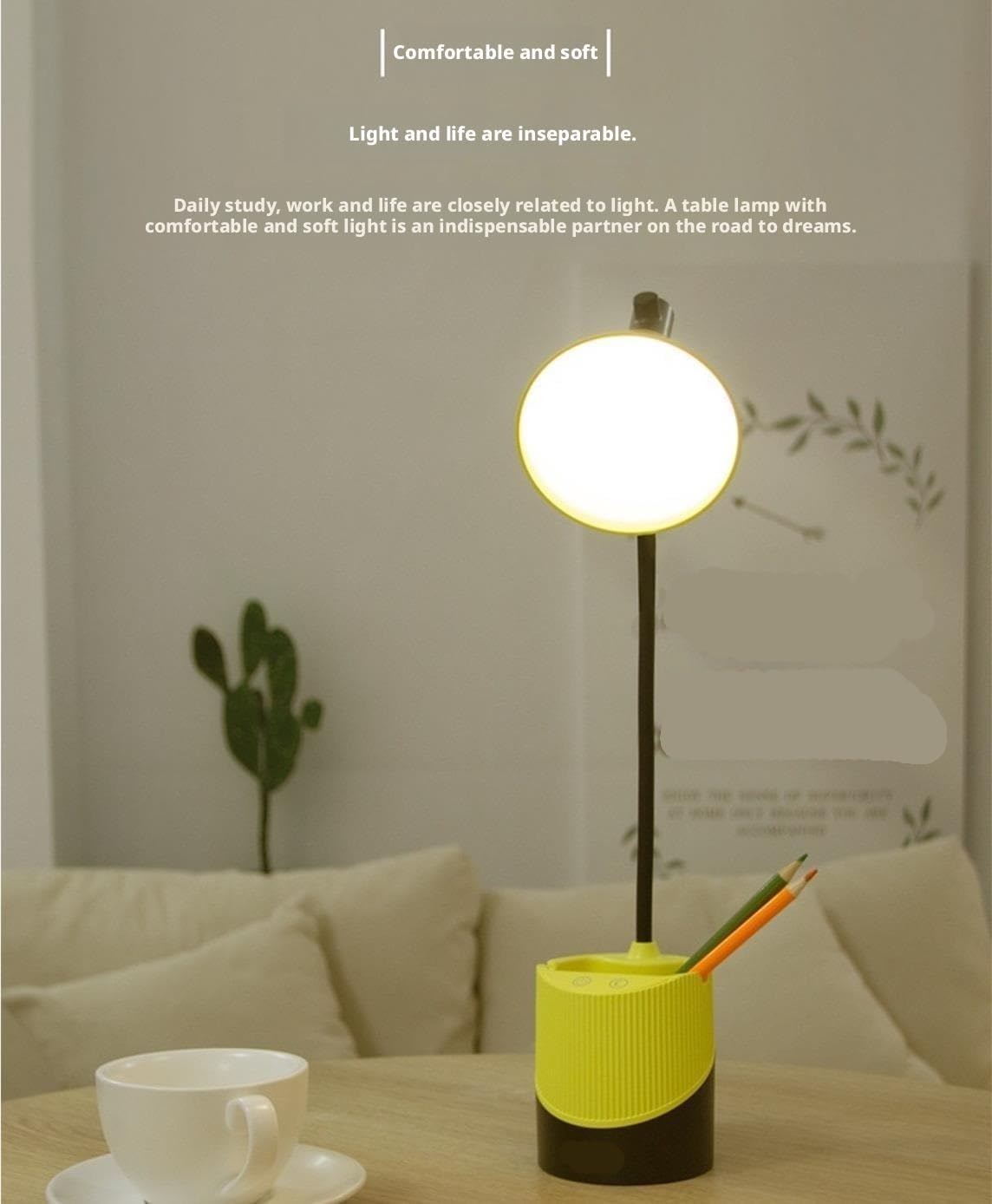 Lampada Protezione Occhi Lampada da Scrivania Ricaricabile A LED con Porta di Ricarica USB E Collo D'Oca Flessibile da Lettura Letto(White)