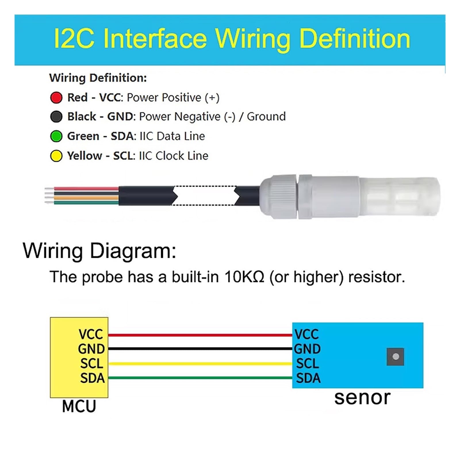 1 unidad de sensor digital temperatura y humedad SHTC3 SHT40 SHT30 SHT20 SHT41 SHT45 SHT31 SHT35 con sonda I2C/IIC, carcasa plástico resistente al agua(SHT35)