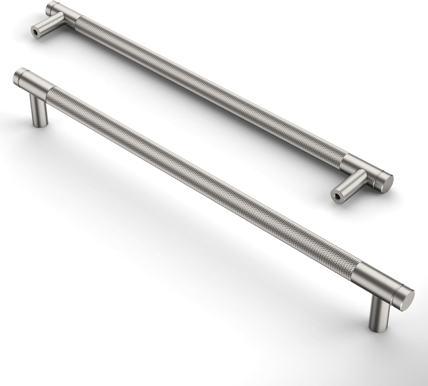 Amerdeco 10 Pack Brushed Satin Nickel Knurled Cabinet Pulls 15 Inch Center to Center Kitchen Cabinet Handles for Drawer Dresser, Cupboard and Wardrobe ZH0031… 15"/381MM Hole Center 10 Pack Brushed Satin Nickel