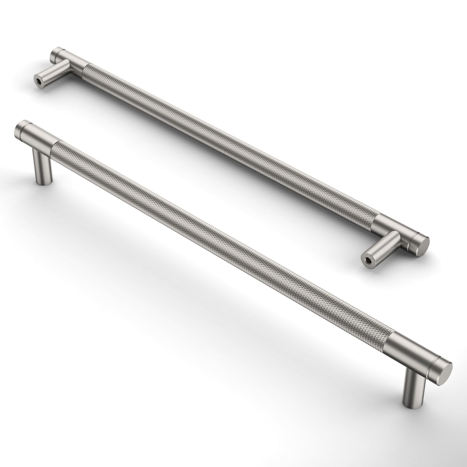 Amerdeco 10 Stück Gebürsteter Nickel Schrankgriffe 254mm Lochabstand, Aluminium Griffe für Küchenschränke & Möbelgriffe für Schubladen