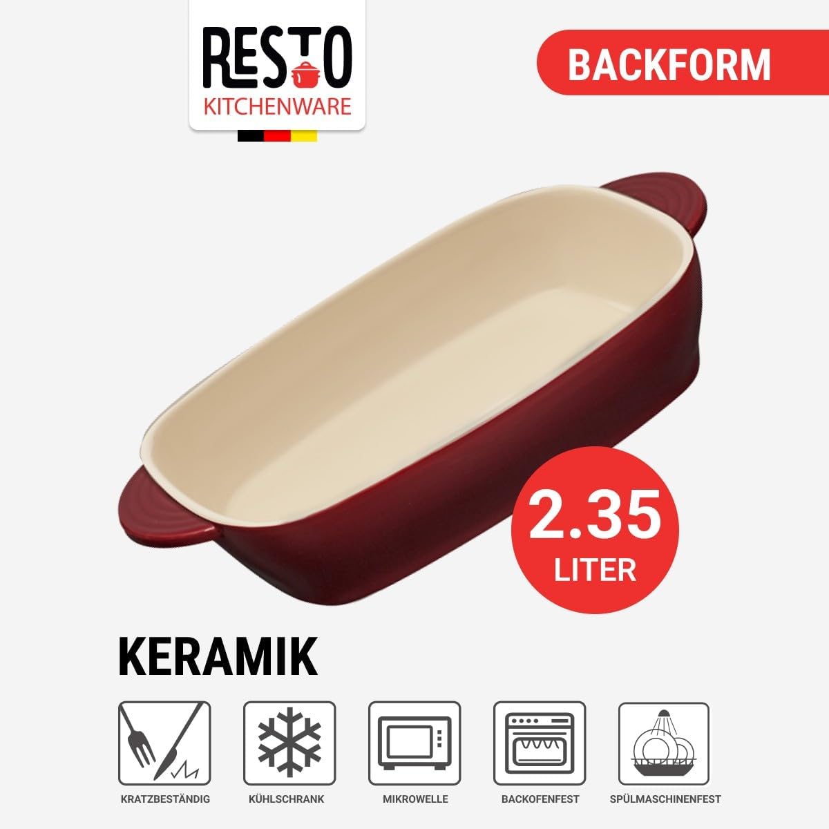 96113 Rectangular Baking Dish 2.4l - Small Baking Dish For Oven - Ceramic Baking Dish - Ceramic Oven Dish - Dishwasher Safe Ceramic Roasting Dish For Oven (175 x 55 x 274 mm)