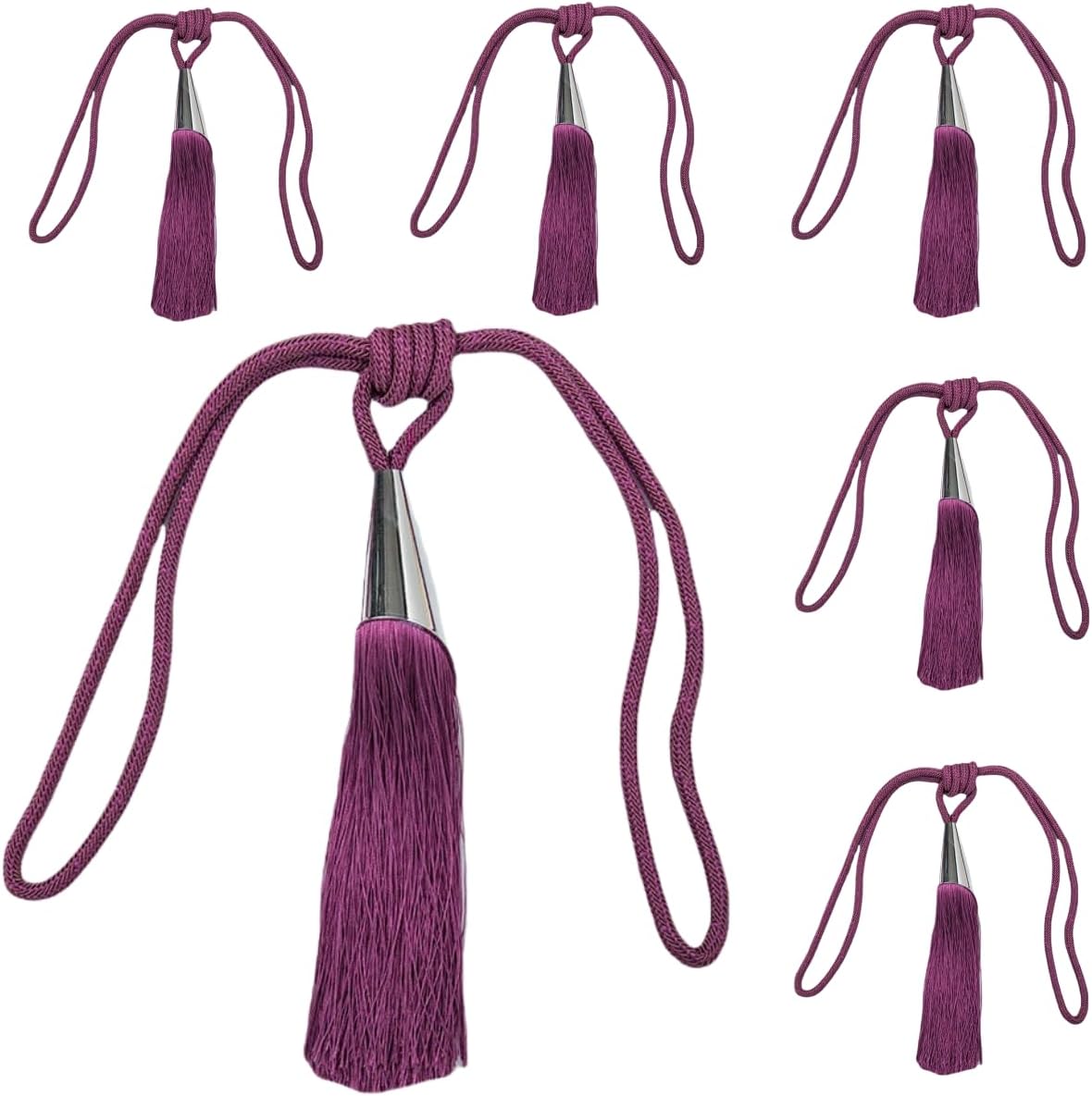 Tassel Window Treatment Holdbacks 6 Piece Set of Tassel Tying Cords 70cm No Drill Curtain Cords Coffee Color