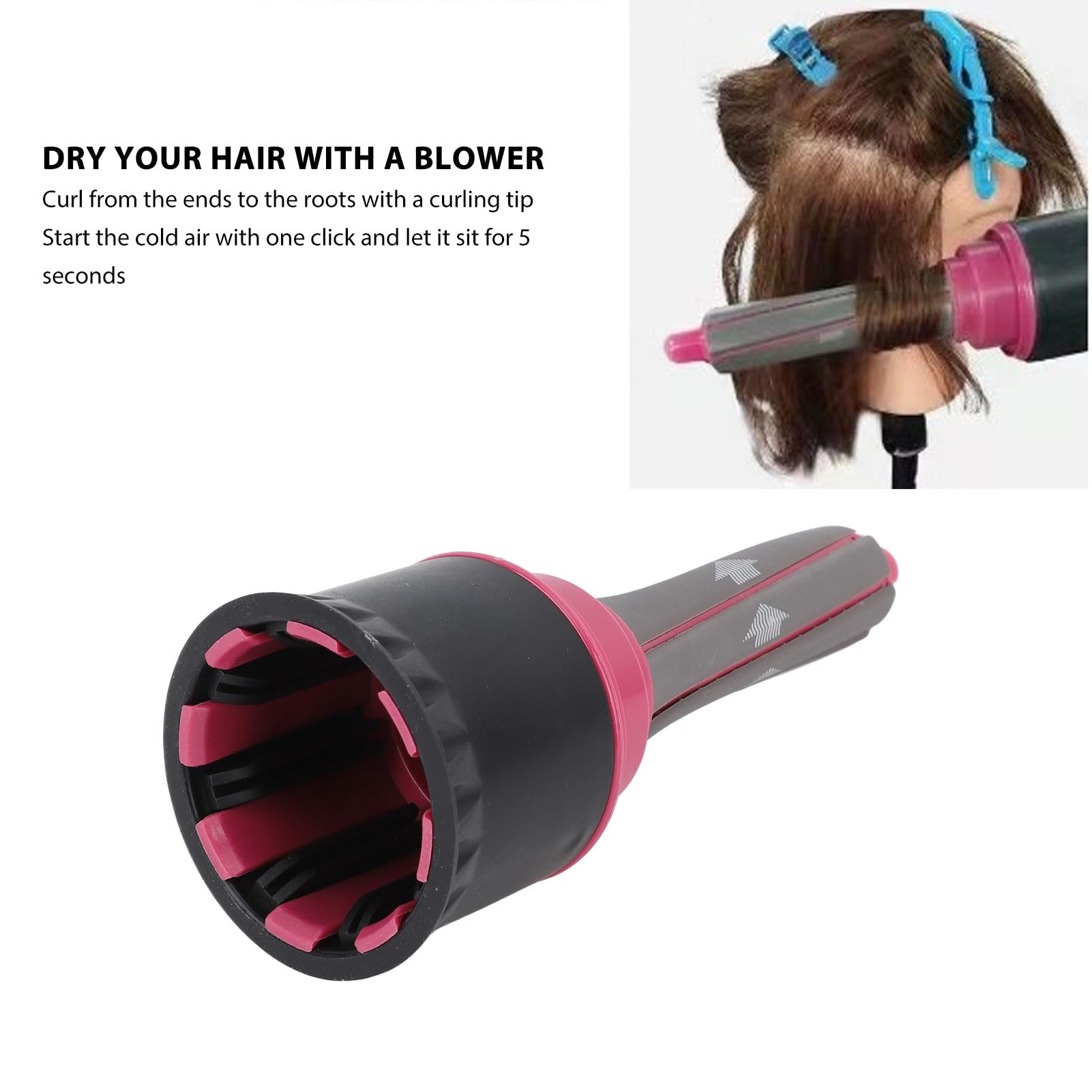 Fyearfly Adaptador De Rizado Automático, Accesorio Para Rizador De Cabello Para Secador De Pelo, Tubo De Rizador Automático, Boquilla De Rizador De Peinado De Repuesto