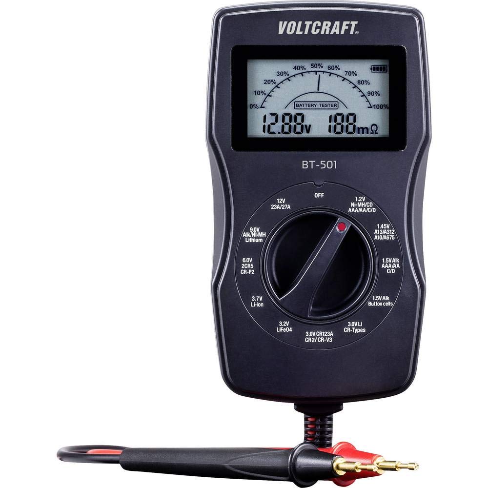 Testeur de piles VOLTCRAFT BT-501 plage de mesure (testeur de pile) 1,2 V, 1,5 V, 3 V, 6 V, 3,7 V, 9 V, 12 V