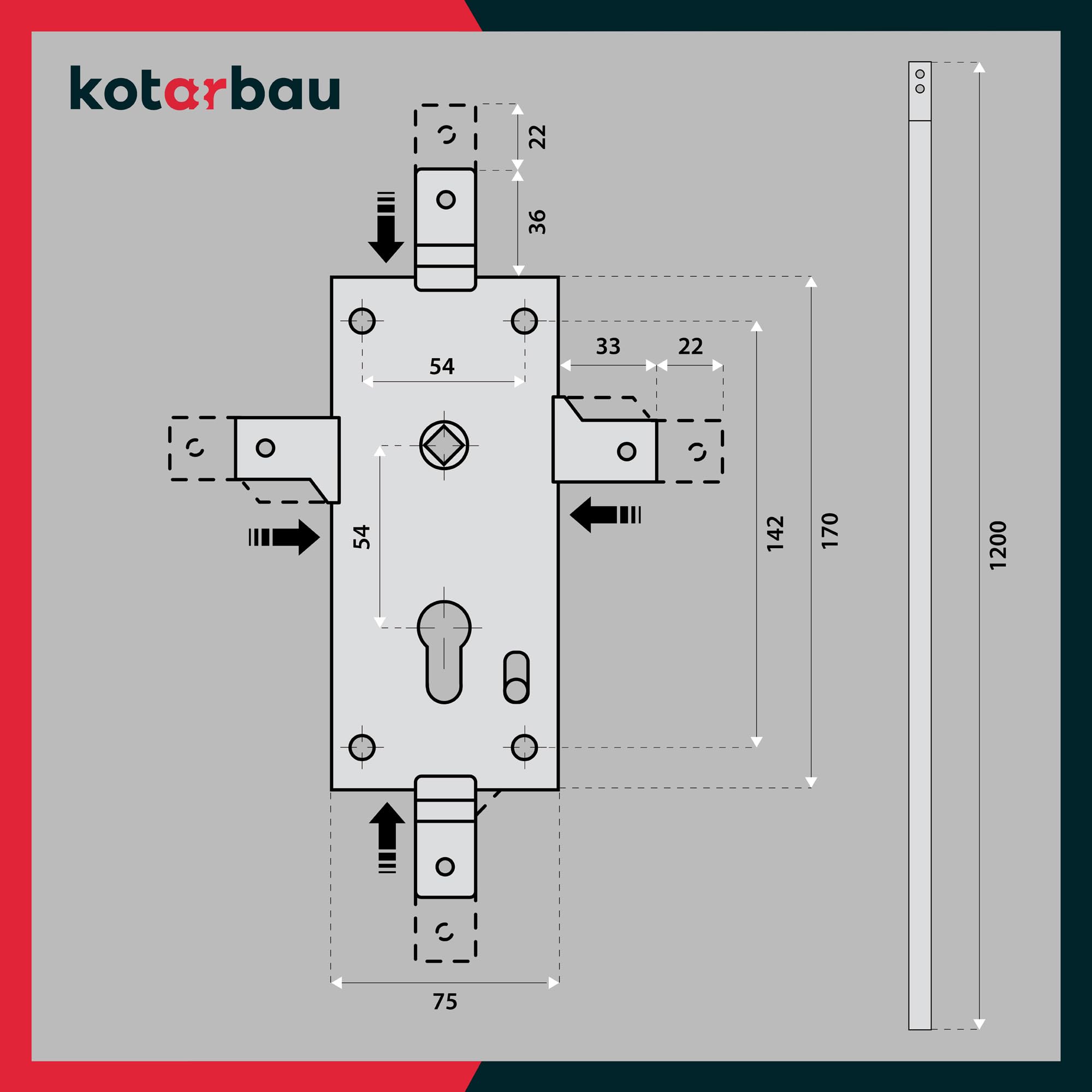 KOTARBAU Serratura per Basculanti Cilindro fisso Punzonata Corazzata per porte Garage multipunto acciaio chiavistello chiusura blocco