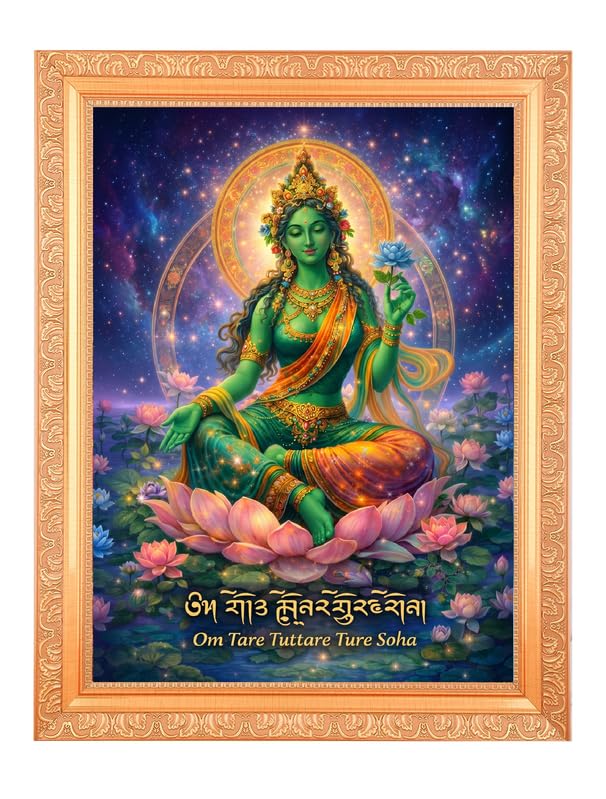 BM TRADERS Goddess Green Tara Alluring Beauty Digital Print Photo In Artwork Frame (11 x 14 Inch) OR(27.94 X 35.56 Cm) Religious Gifting-picture-37