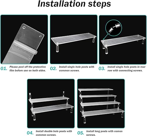 Miniatura 13 de Paquete de 2 elevadores acrílicos, estante transparente de 3 niveles, soporte de exhibición de cupcakes, escalones para alimentos, postres