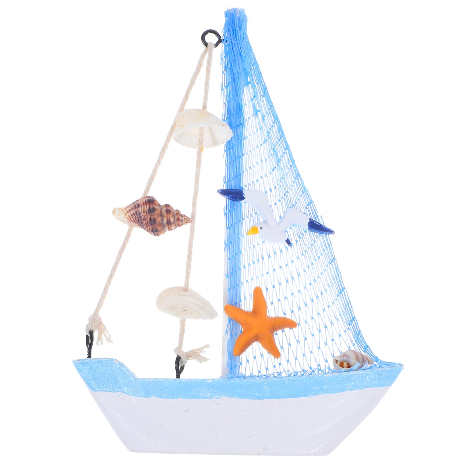PRETYZOOM Miniature Sailboat Model Decor: Mini Wooden Nautical Boat Ornament Sailing Boat Decoration for Home Decor Beach Themed Party Supplies Photography Props