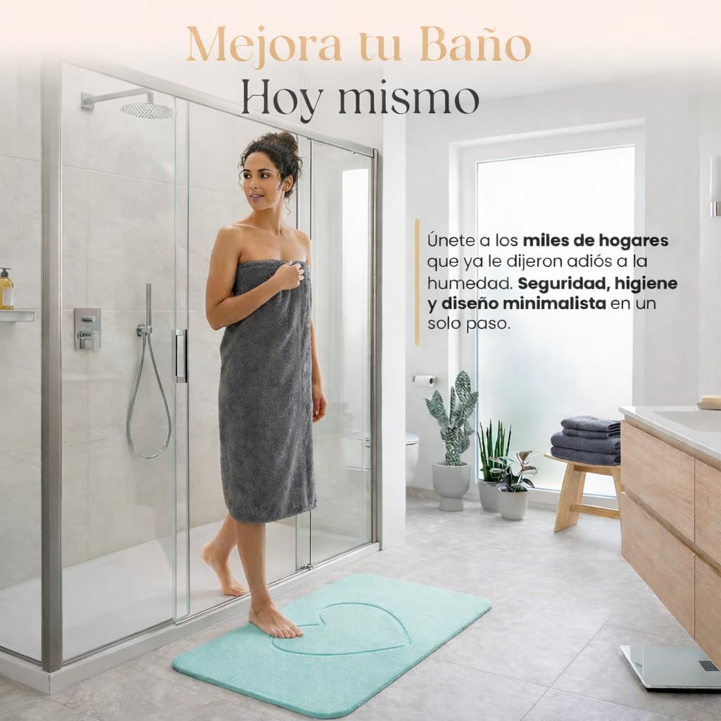 Tappeto Bagno Diatomite 60 x 39 cm - Tappeto Bagno in Pietra Antiscivolo e Assorbente per Doccia e Vasca - Asciugatura Rapida - Base in Gomma e 1 Carta Abrasiva - Colore Verde