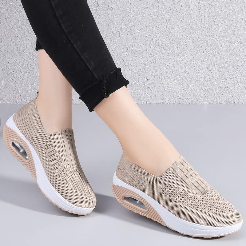 Semshedy Women's Orthopedic Nurse Shoes Arch Support Lightweight Wedge Walking Sneakers 2266/Beige37 | Image 5