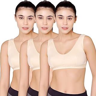 bodycare Women's Cotton & Spandex Non Padded Non-Wired Sports Bra (Pack of 3)-picture-20