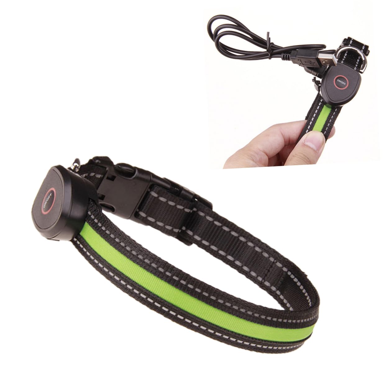 Angoily 3 Pezzi Led Collare Per Animali Domestici Collare Per Cani Luci Lampeggianti Usb Ricaricabile Sicurezza Per Passeggiate Notturne Verde Taglia S Collana Led Per Animali Domestici