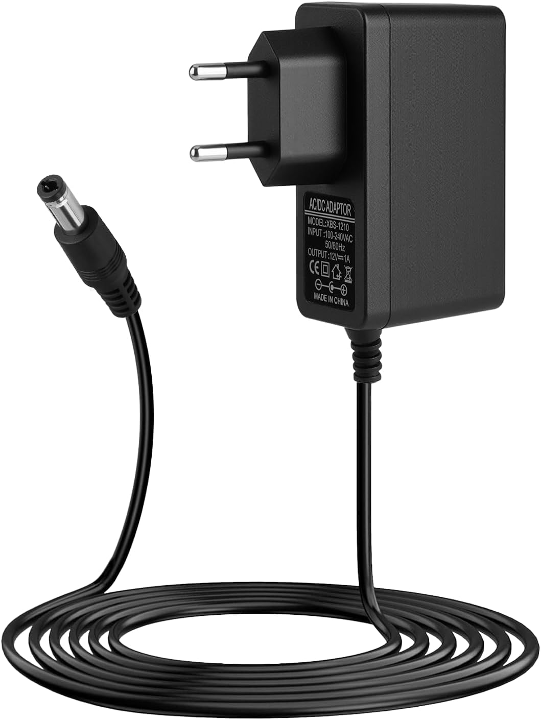 Universal Power Adapter 12V 1A, 3M with Jack 5.5×2.5‑mm, 100-240V Mains Transformer for TV Box, LED, Camera, Router, USB Hub, Cart, and Other Electronic Devices