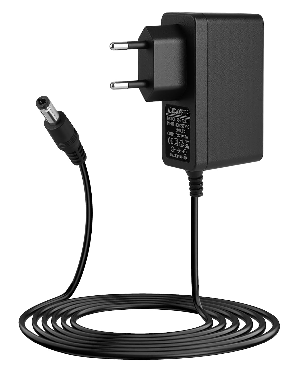 Universal Power Adapter 12V 1A, 3M with Jack 5.5×2.5‑mm, 100-240V Mains Transformer for TV Box, LED, Camera, Router, USB Hub, Cart, and Other Electronic Devices