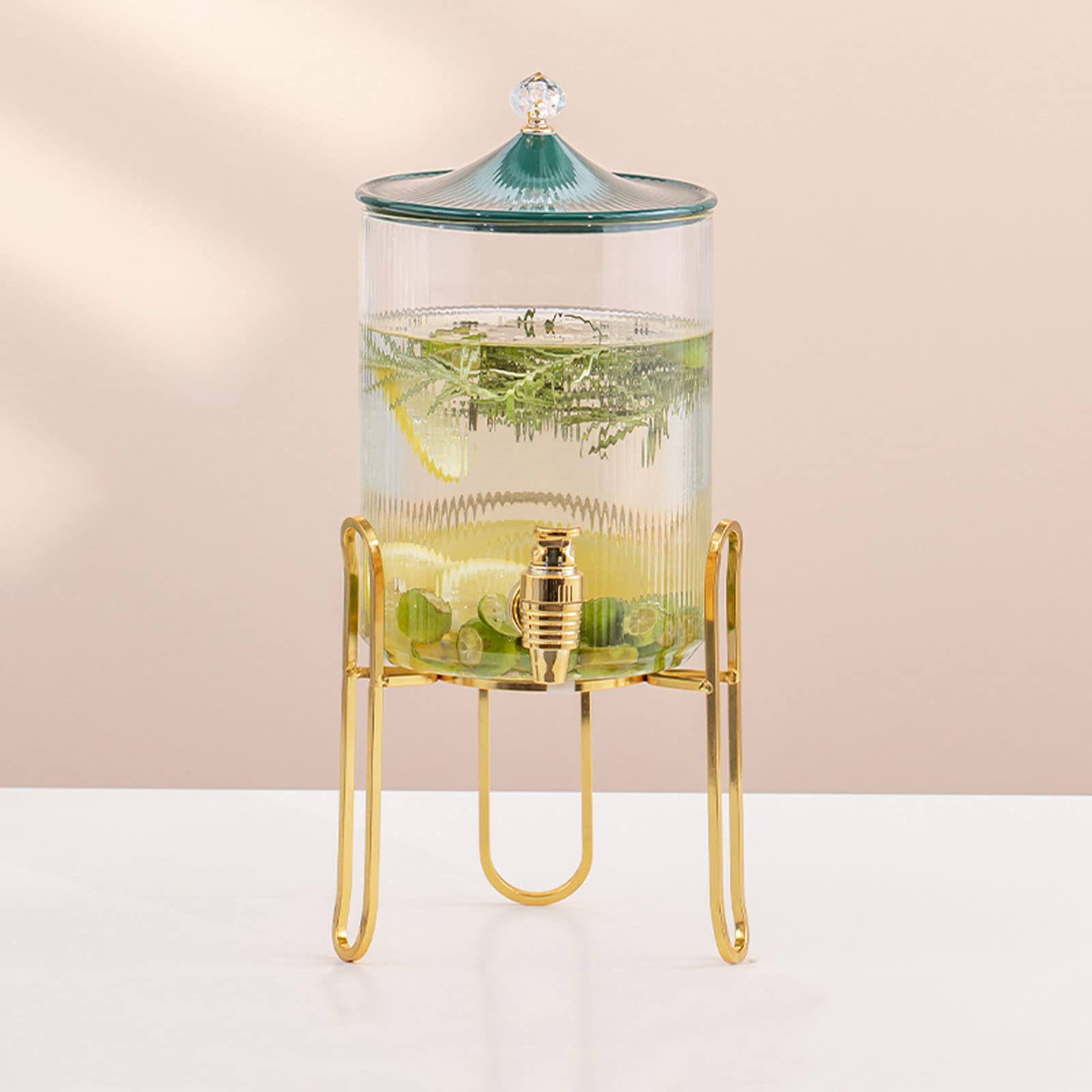 Dispensador de bebidas, tarro de cristal con grifo y soporte para ponche y zumo, resistente a altas temperaturas, ideal para fiestas y eventos