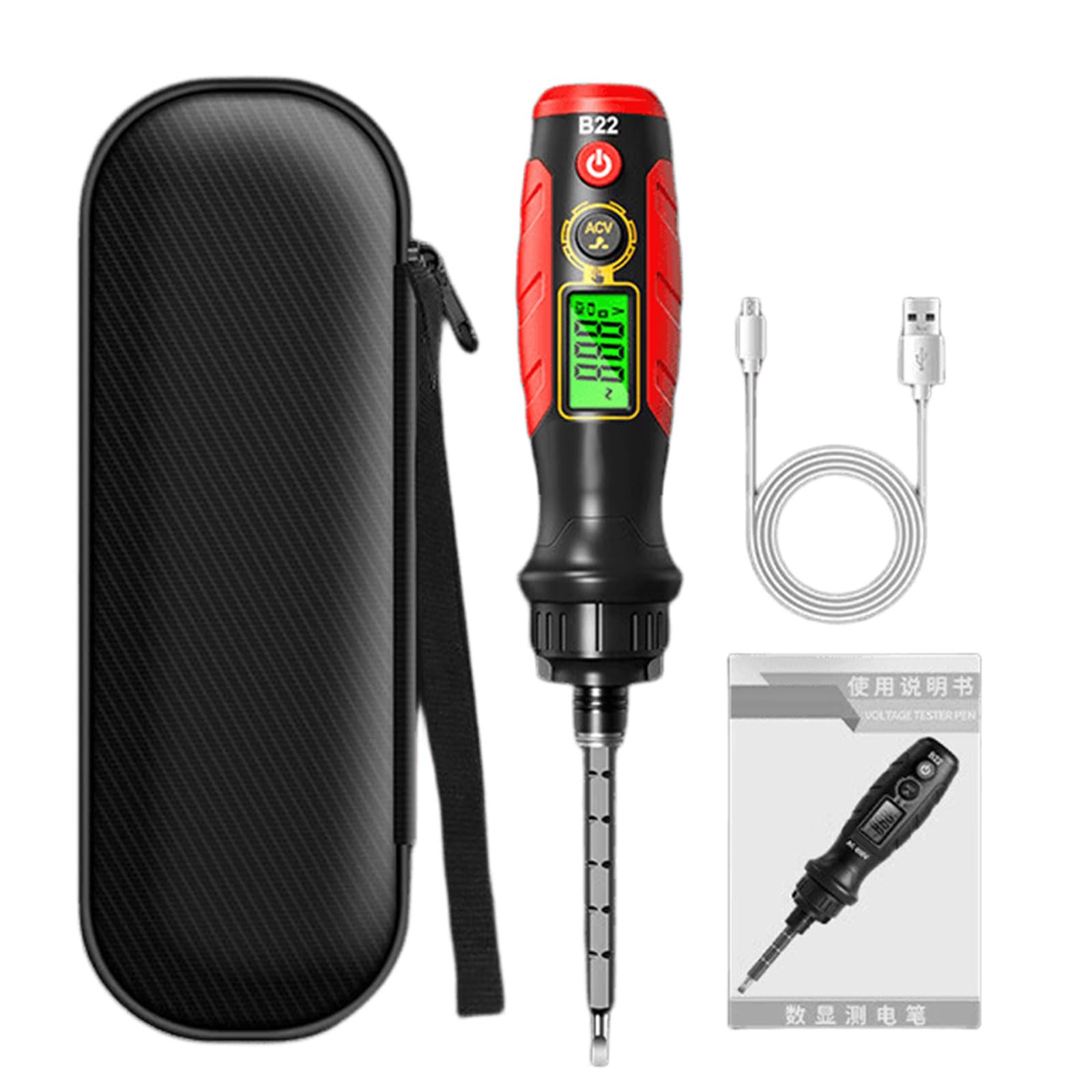 Kaeltsyn Red Intelligent Ncv Noncontact Ratchet Voltage Tester Screwdriver Induction Pen Digital Display Multifunctional Testing Continuity Abs Potential Tester Screwdriver