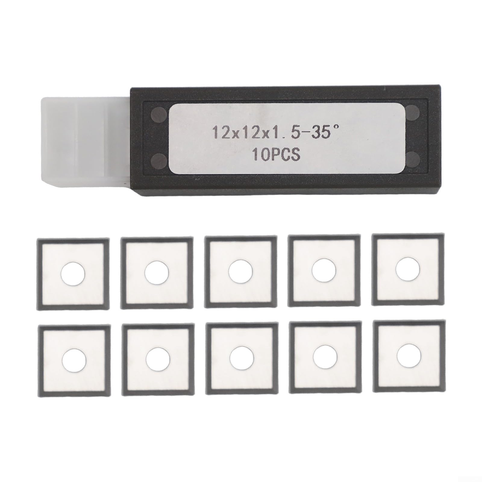Oniissy Plaquettes de tournage carrées en carbure 12 x 12 x 1,5 mm, fraise indexable à 35° avec 4 bords pour tour à bois et pour routeur CNC, lames en carbure massif pour bois dur, bois tendre, MDF,
