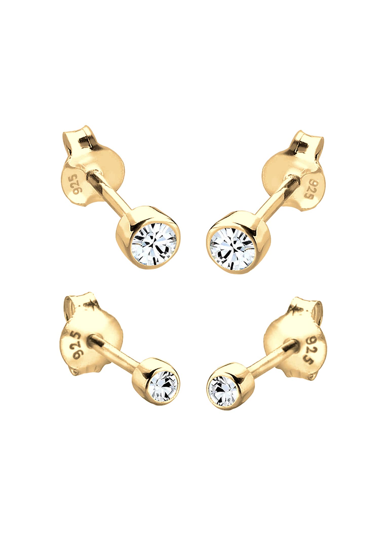 Elli Earrings Elli Earrings Basic Studs Crystals in 925 Sterling Silver Gold Plated