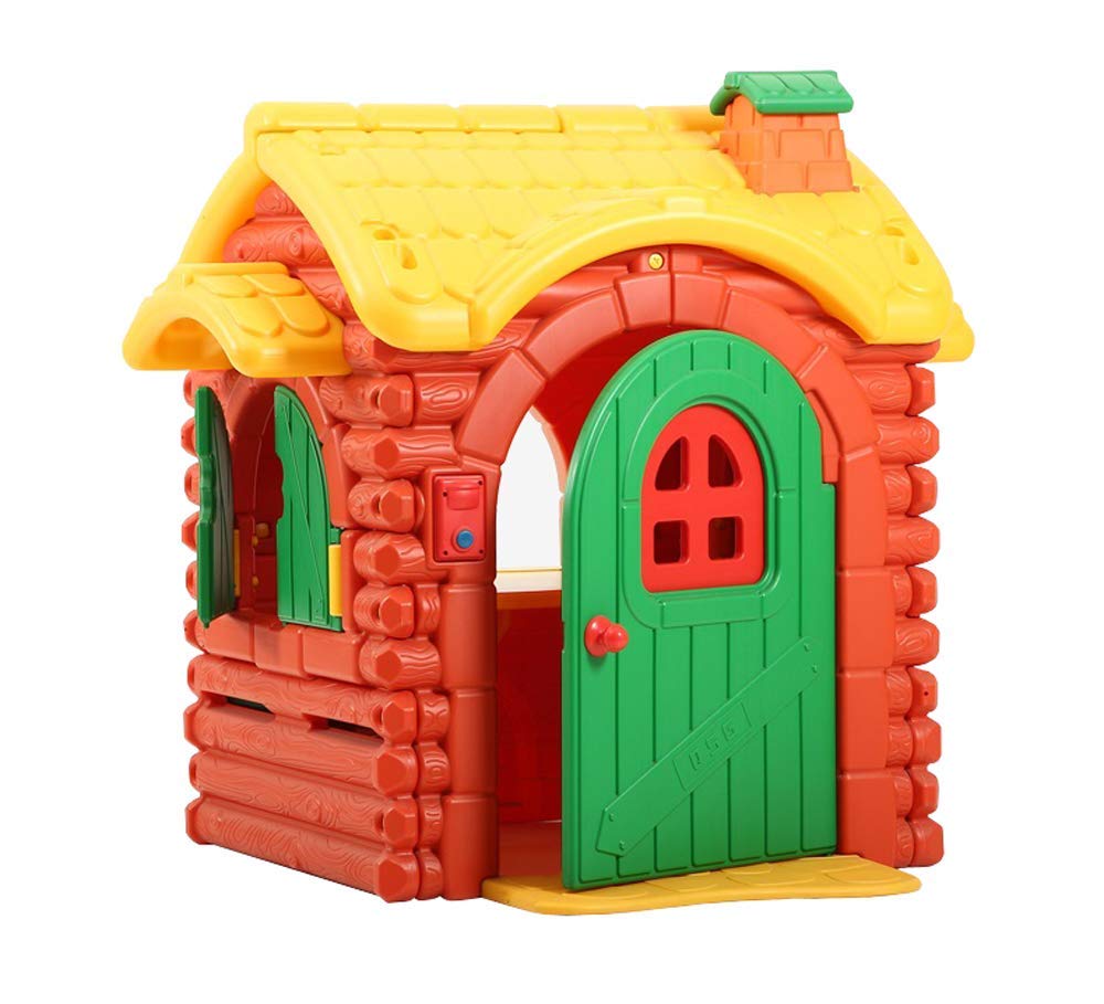 Children Playhouse Log Cabin Garden Status With Movable Door and Window Lawn Play set Size: 162x120x175cm, Kids play house toys for indoor and outdoor.