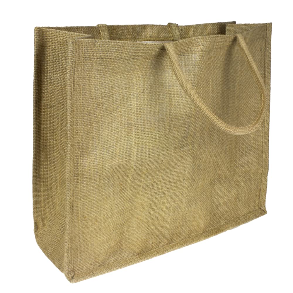 SolaDirect Pack of 1 Jumbo Large Natural Hessian Jute Bag 36 x 42 x 15 cm (Laminated Interior)