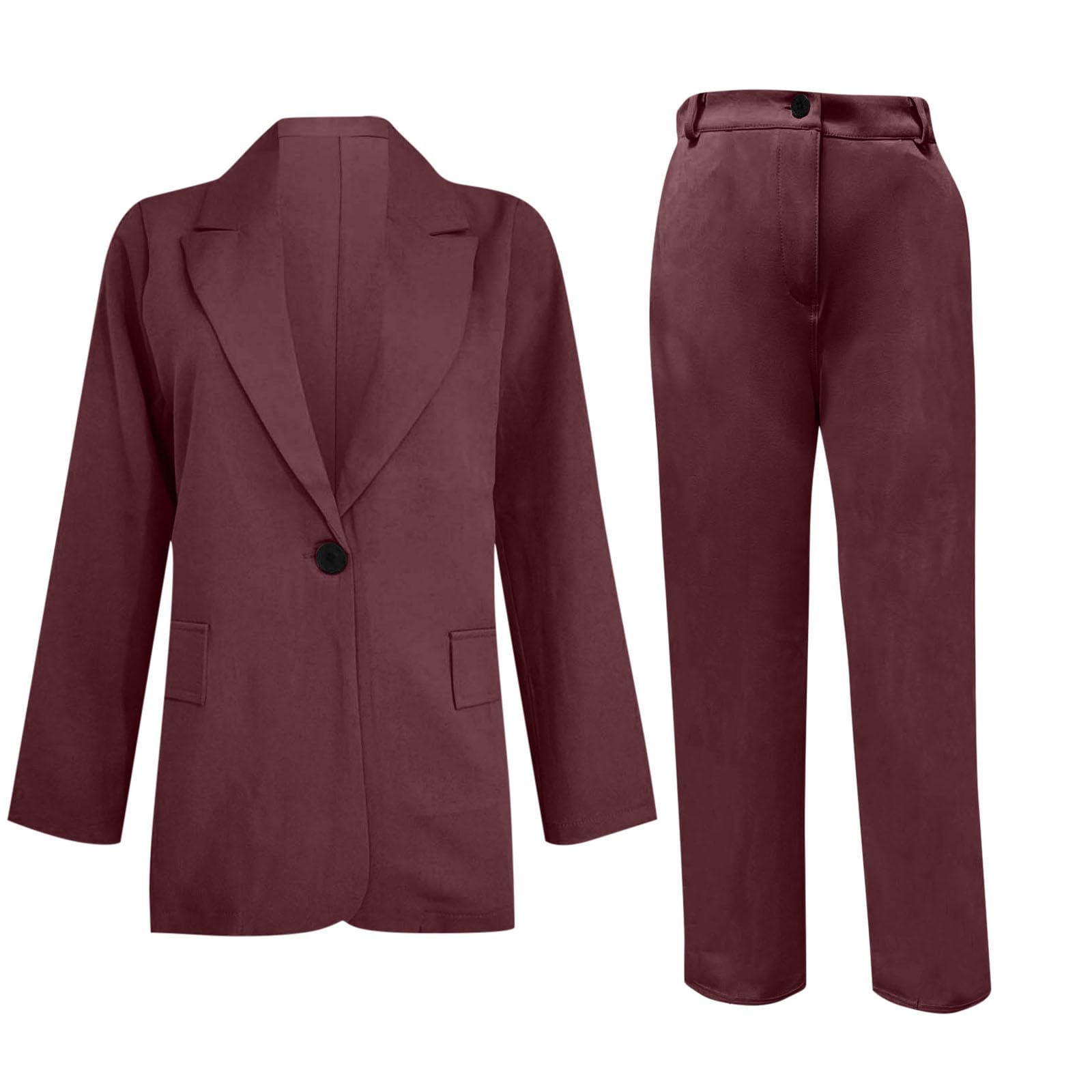HGps8w 2 Piece Pant Suits for Women Dressy Blazer Suit Jackets High Waisted Straight Leg Pants Sets Business