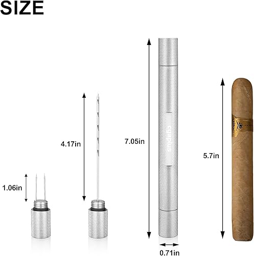 Miniatura 5 de Potenciador de cigarrillos de acero inoxidable con aguja de cigarros portátil para los amantes de los puros