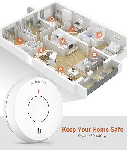 Miniatura 7 de Jemay Detectores de humo inalámbricos interconectados, detector de humo con batería sellada de 10 años, detectores de humo con batería de litio,