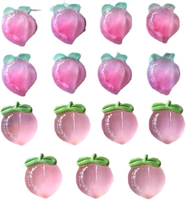WaanzetHF 15 Pcs Charms Pendants DIY Phone Case Ornaments Cute Mini Peach Shape Jewelry Making Charms for Craft Making (Random Color)