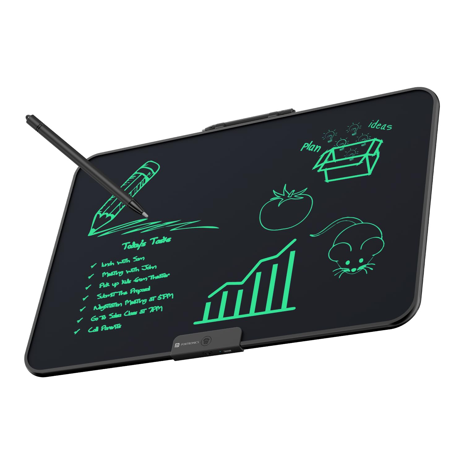 Portronics Ruffpad 22 LCD Writing Pad with 22 Inches Large Screen, Stylus Pen, Erase Button, Erase Lock Switch for Birthday Gift, Kids Toys, Students, School, Office (Black)