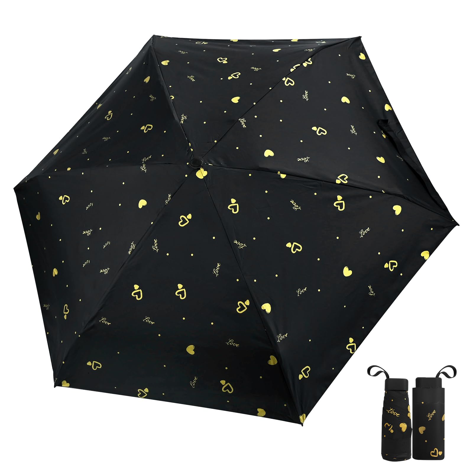 Paraguas de viaje plegable mini paraguas resistente al viento y a los rayos UV compacto portátil paraguas de sol y lluvia para mujeres y hombres