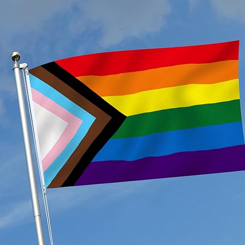 Miniatura 7 de Progress Pride - Bandera arcoíris de 3 x 5 para exteriores, rayas cosidas 210D, LGBTQ, gay, lesbiana, bisexual, transgénero, todo ingusvo progresivo