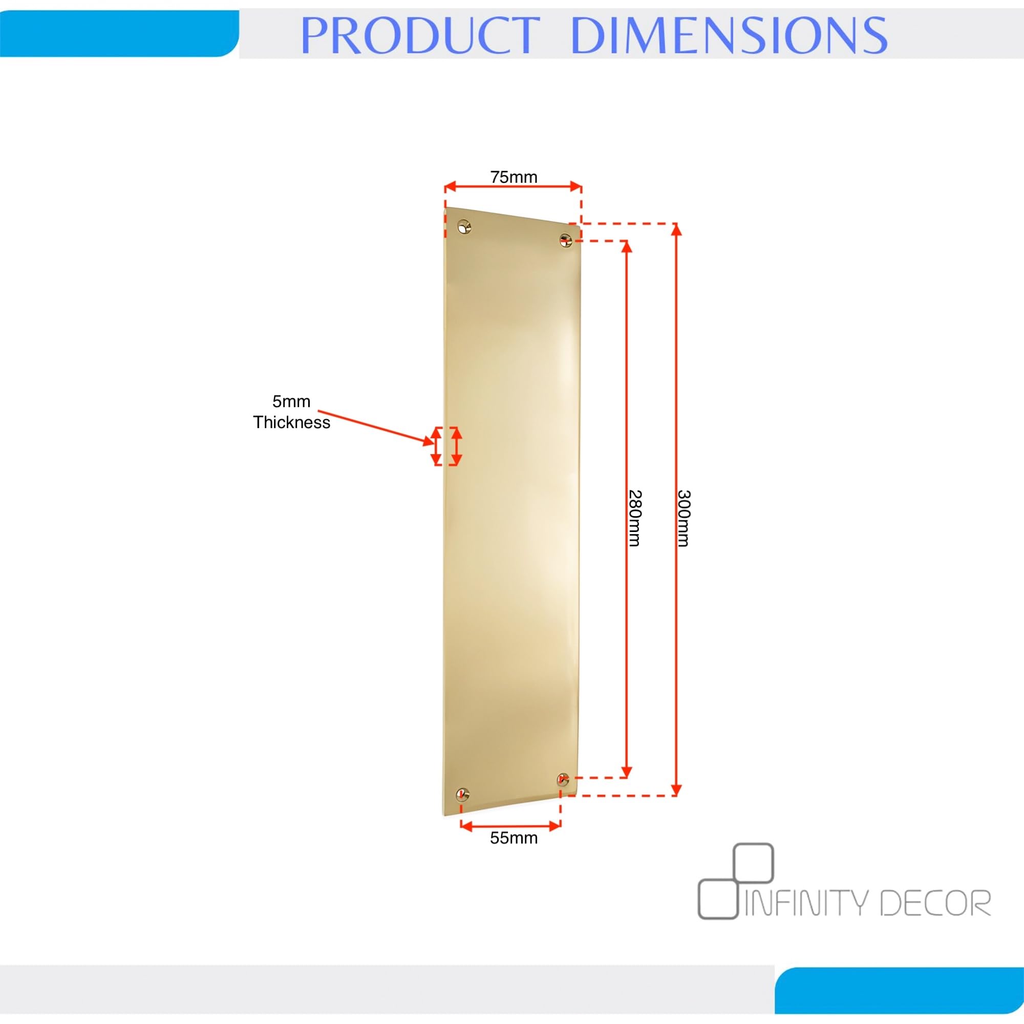 Protection de porte Infinity Decor en laiton poli 280 x 75 mm style victorien