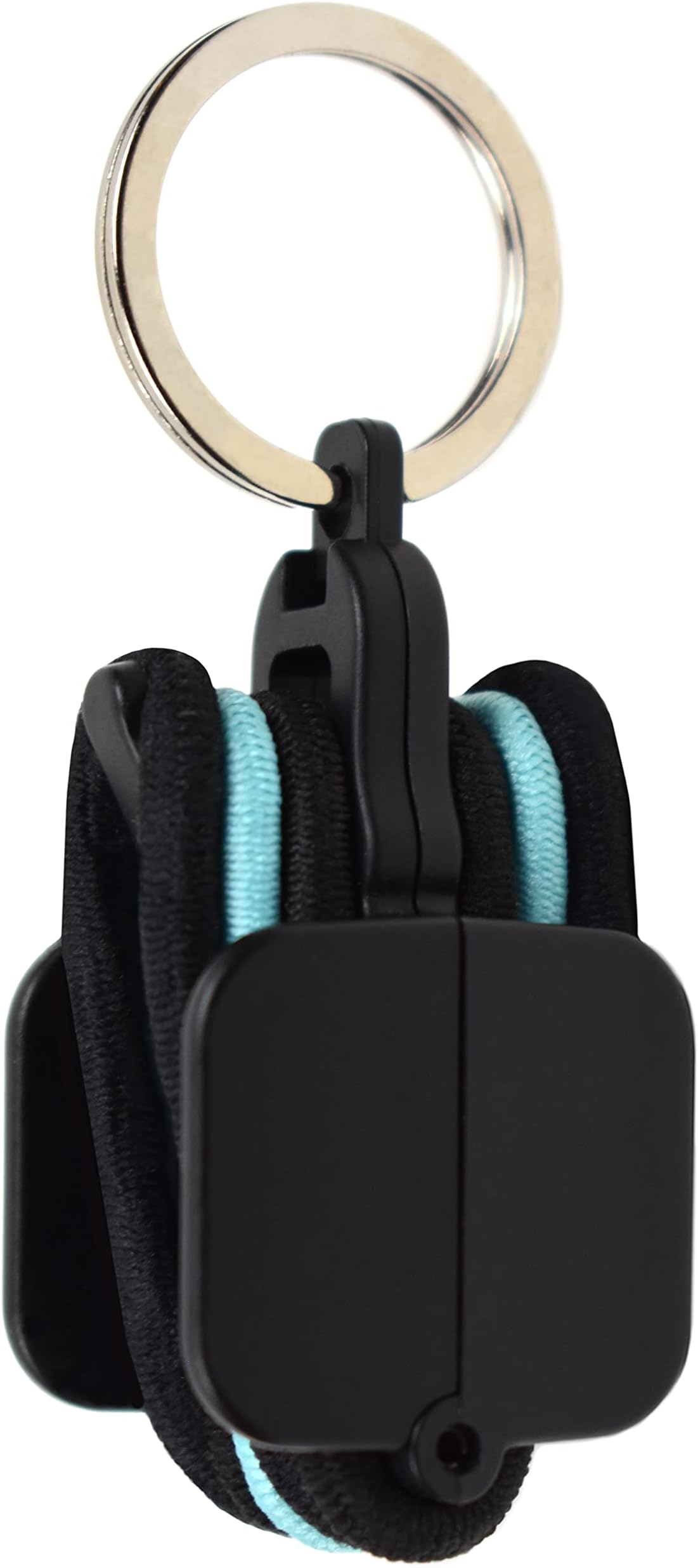 Portable Hair Tie Holder with Set of 3 Hair Ties (Black)