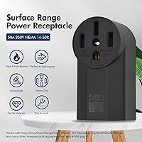 Vista 2 de NEMA 14-50R Receptacle 3-Pole 4-Wire Surface Mount Power Receptacle 250V 50A UL Listed, bekca Black (NEMA 14-50R)
