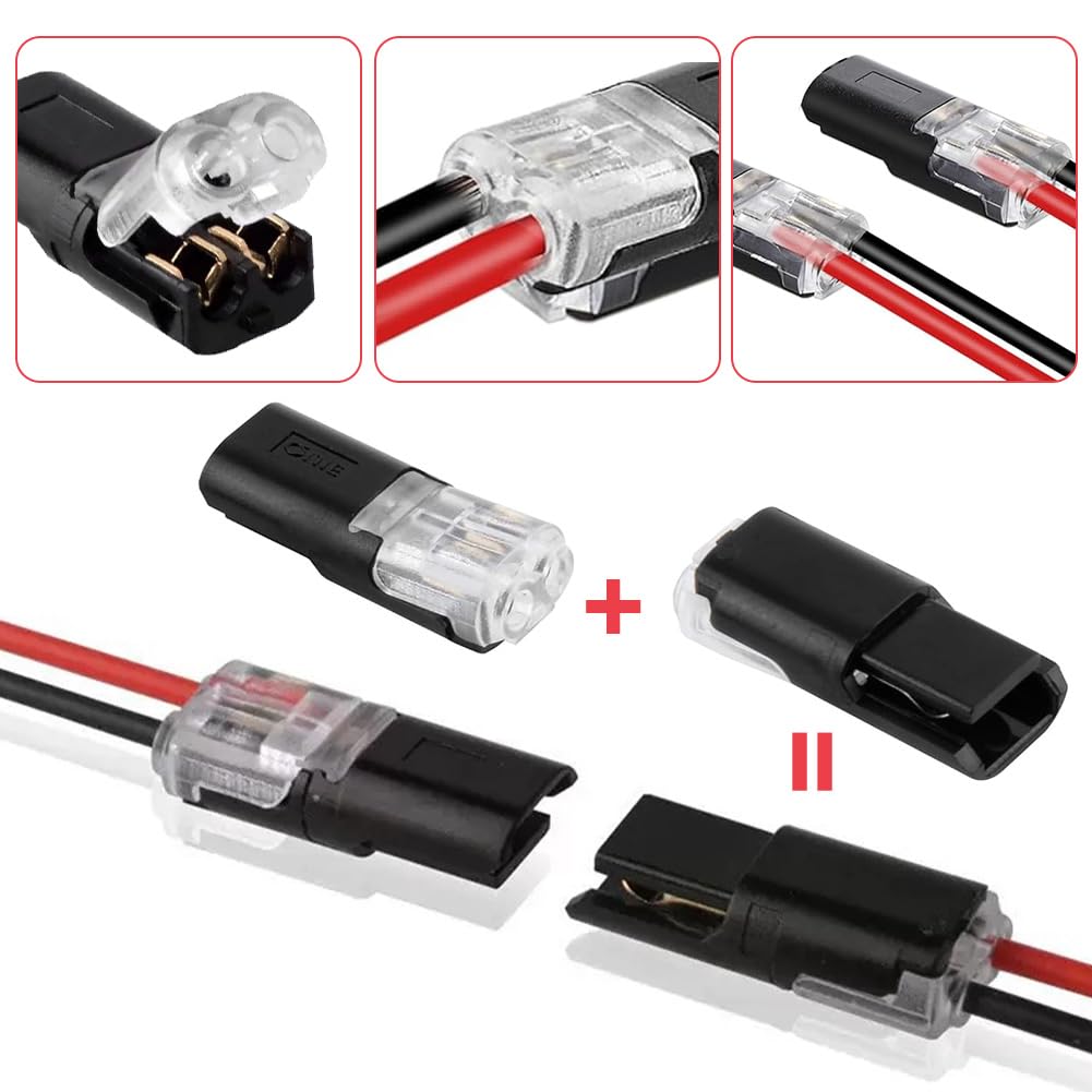 thumbnail: LOMUG 50 Stuks Kabelverbinders - Waterdichte 2-Polige Autostekkers, Soldeervrij, Voor 12-24V Auto, LED Verlichting En Boten