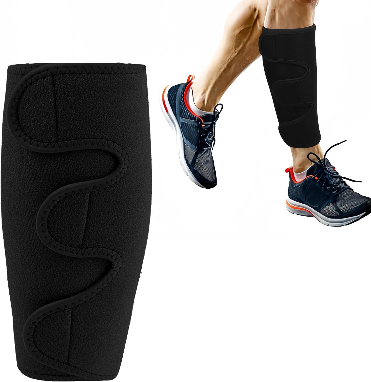 47CM Large Calf Support Brace, Adjustable Calf Compression Sleeve Ergonomic Flexible Calf Shin Wrap Sleeve for Men Women Torn Muscle Sprains Strains Swelling Edema Cramps Varicose Veins Shin Splint