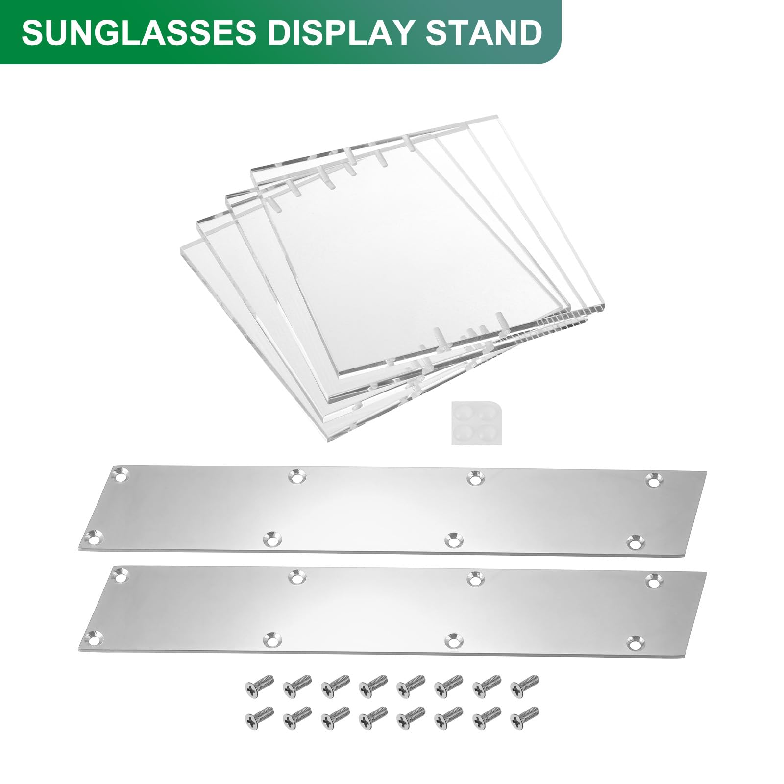 QUARKZMAN Espositore per Occhiali da Sole, 1pz - Espositore Trasparente Acrilico per Occhiali Sole, Supporto a 4 Livelli per Occhiali Portaocchiali Negozio Ottico Casa (Argento)