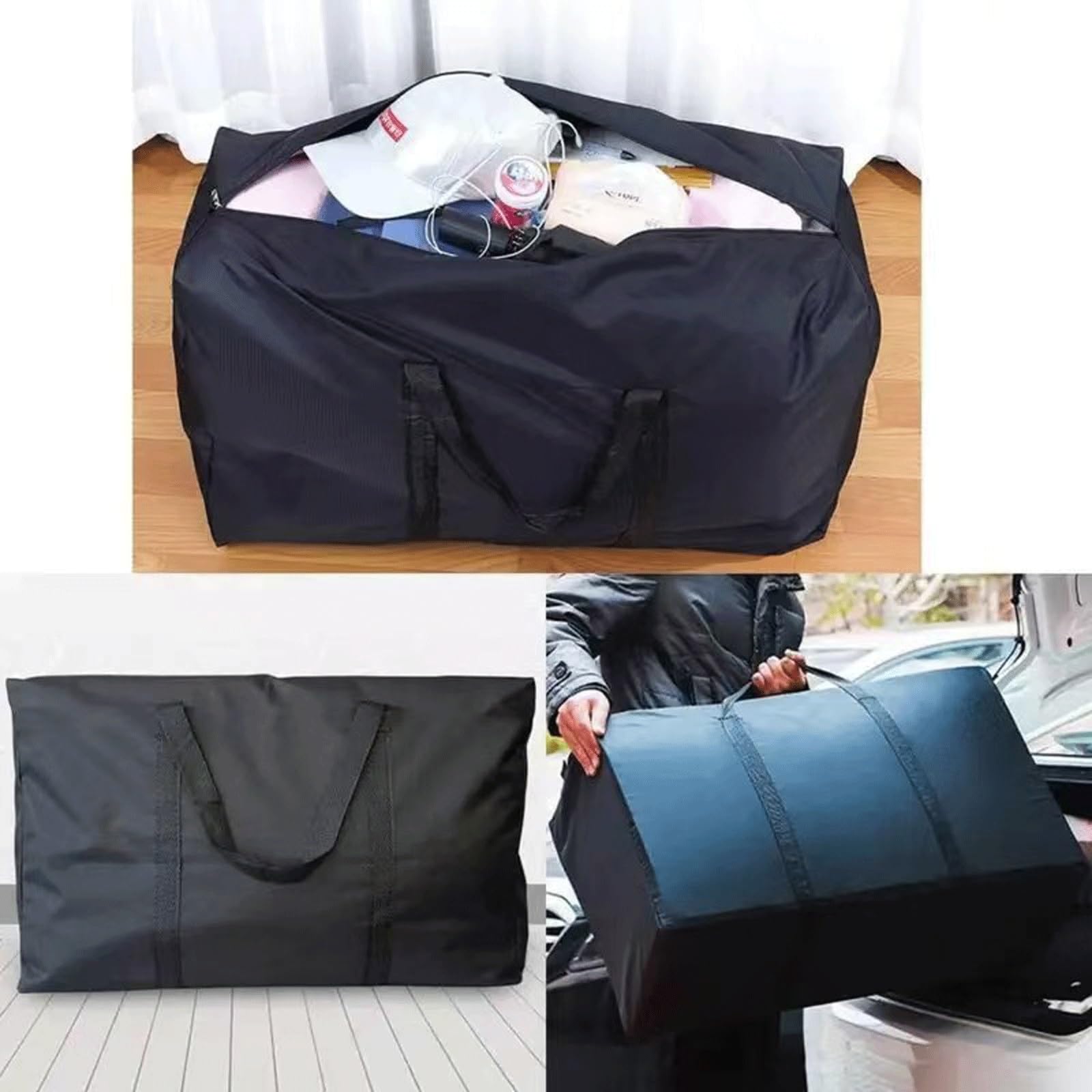 Confezione da 3 borse per traslochi extra resistenti, resistenti e robuste, pieghevoli, con cerniera e manico resistenti, adatte per casa, dormitorio (rosso, 75 x 48 x 28 cm)