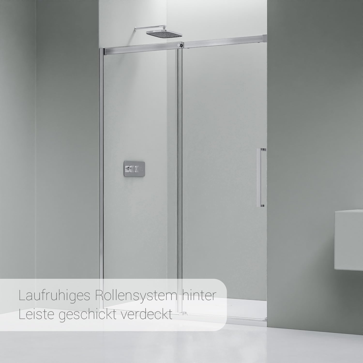 BERNSTEIN Nischendusche Mit Schiebetür – 160x195 Cm, Soft-Close, Nanobeschichtung (Schwarz)
