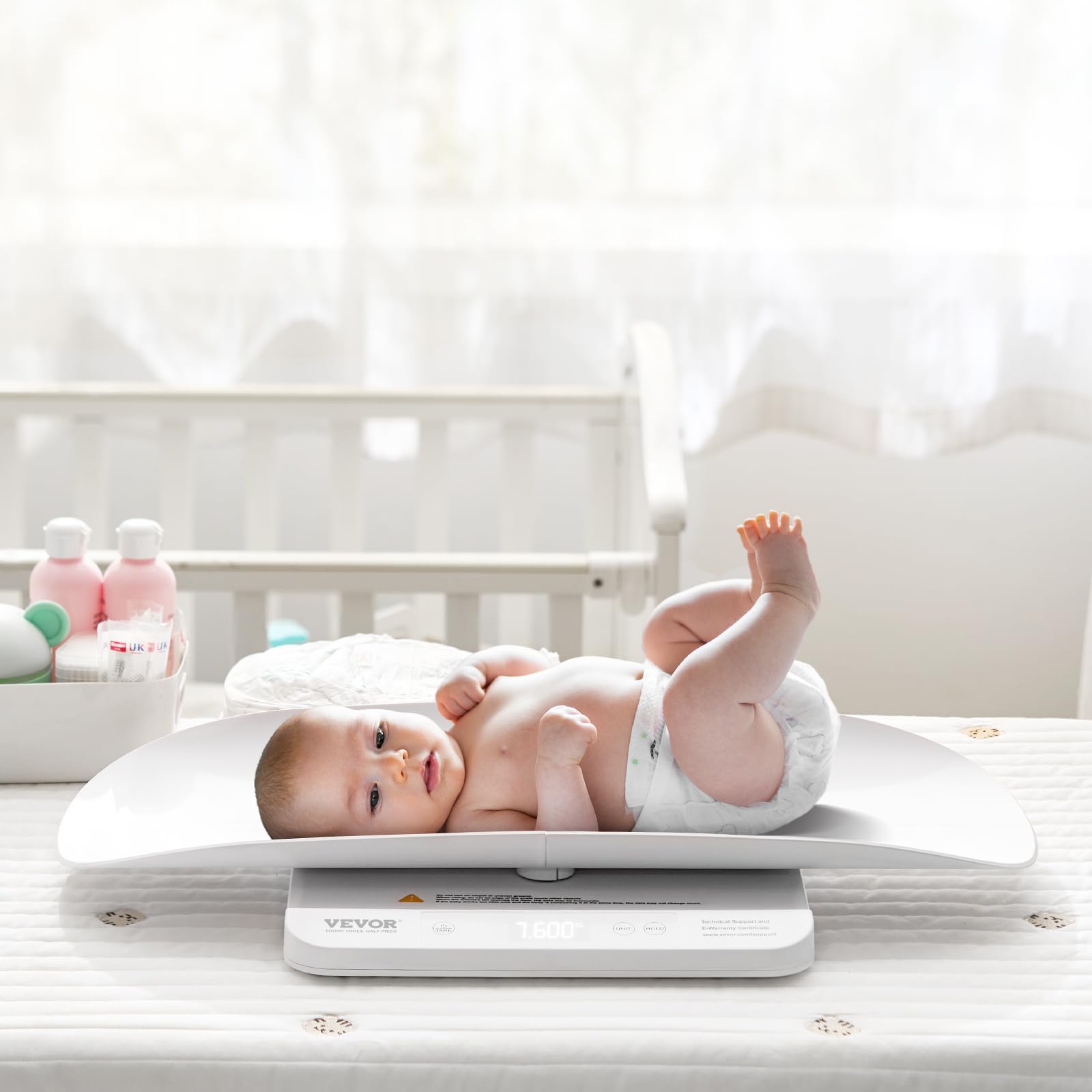 VEVOR Bilancia Intelligente Bluetooth per Neonati, Bilancia Digitale per Neonati 2 in 1 per Pesare con Vassoio Staccabile, Funzione Hold e Tare, per Bambini Piccoli, Animali Domestici, Capacità 30 kg
