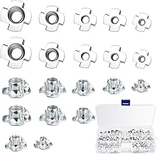KBNIAN 100 Pcs 4 Claw T-Nut Kit Galvanised Stainless Steel Threaded Metric M3 M4 M5 M6 M8 T-Nuts Fastenal for Wood Metal Furniture Appliances Construction Plumbing DIY