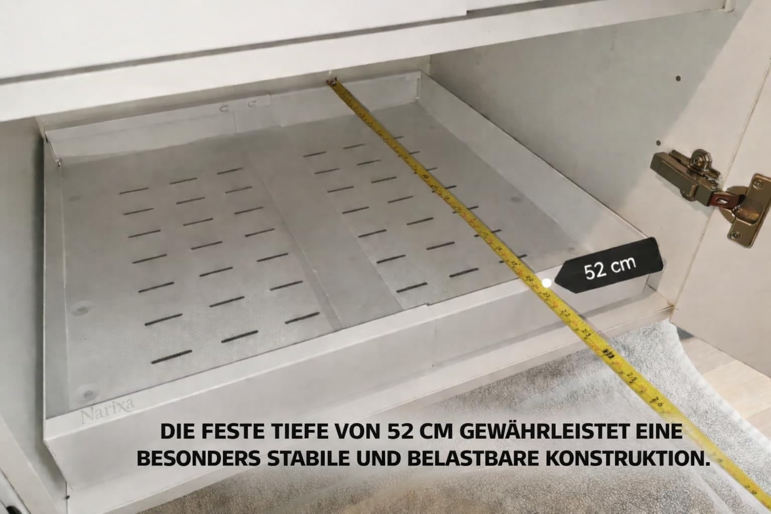Teleskopschublade Ausziehbar 52 cm Tief mit Schutzmatte | 2 Stück, 32–52 cm Verstellbar, Schrank Organizer, Ohne Bohren