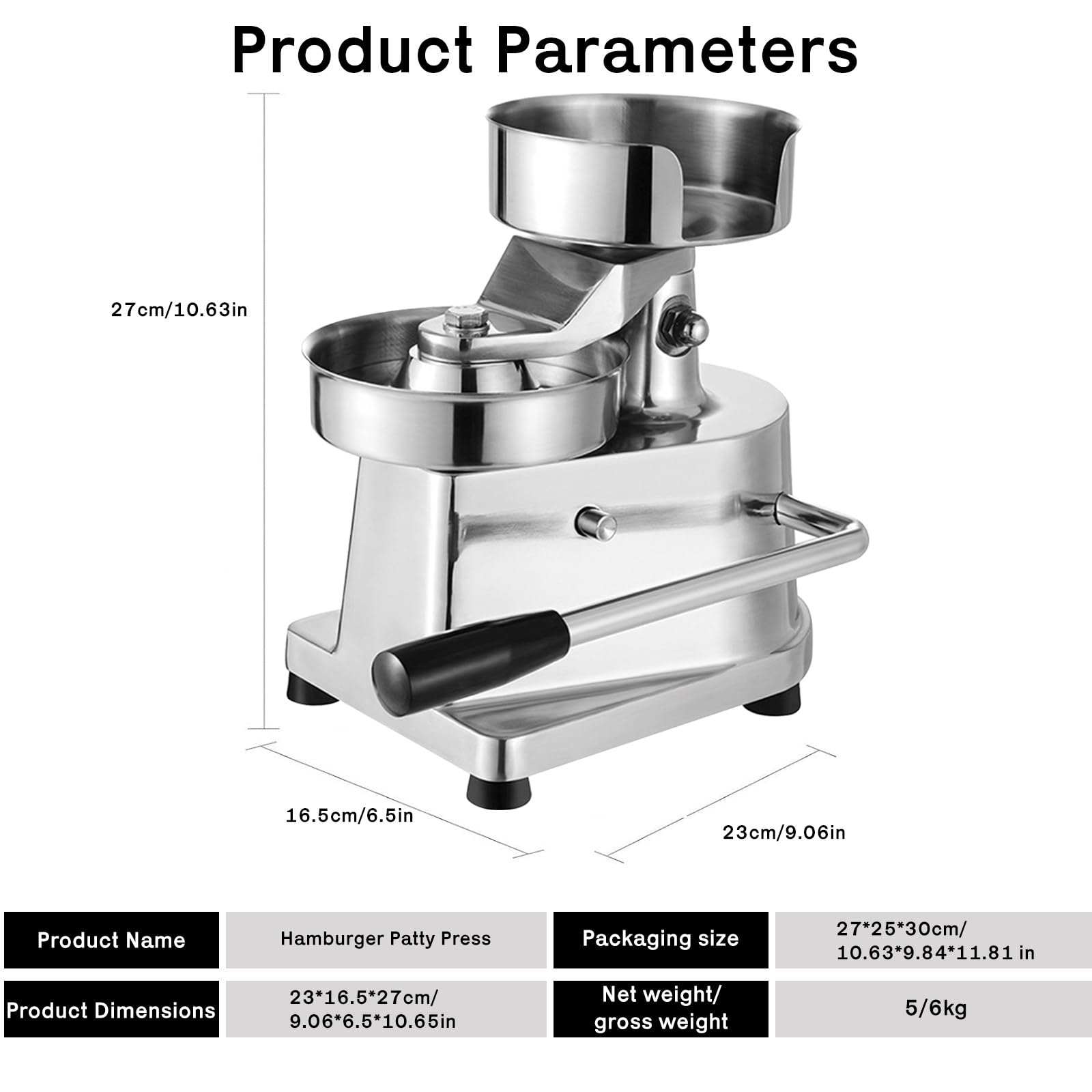 Burger Maker Set - Edelstahl Burger Presse High Yield Patty Maker - 150mm Pressdurchmesser für perfekt geformte Patties