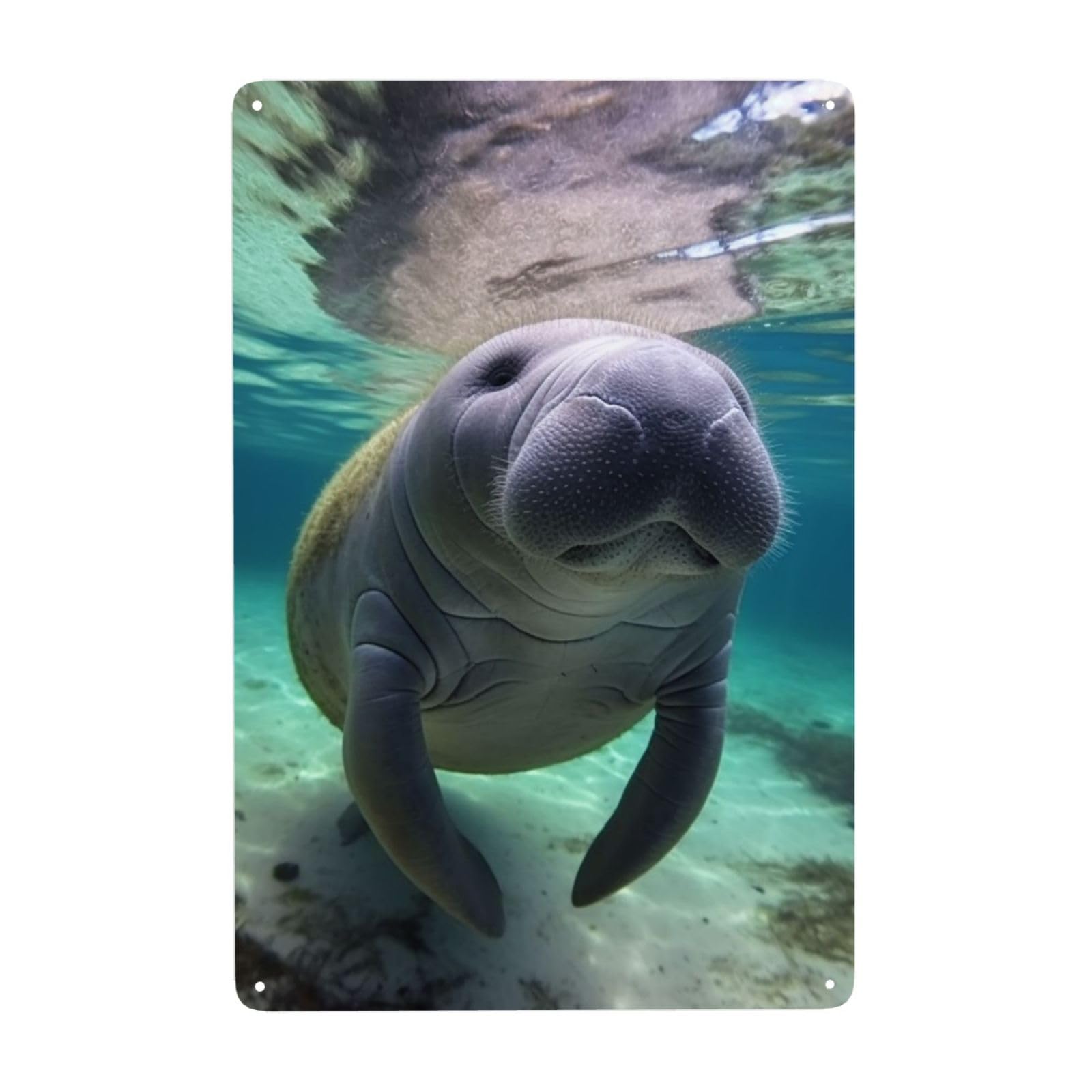 Vintage Metal Tin Signs Retro Garage Signs Stylish Wall Art Plaques for Home Decor Unique Poster 8x12 Inch Cute Sea Animal Manatee Metal Sign Outdoor Wall Decorations Gifts