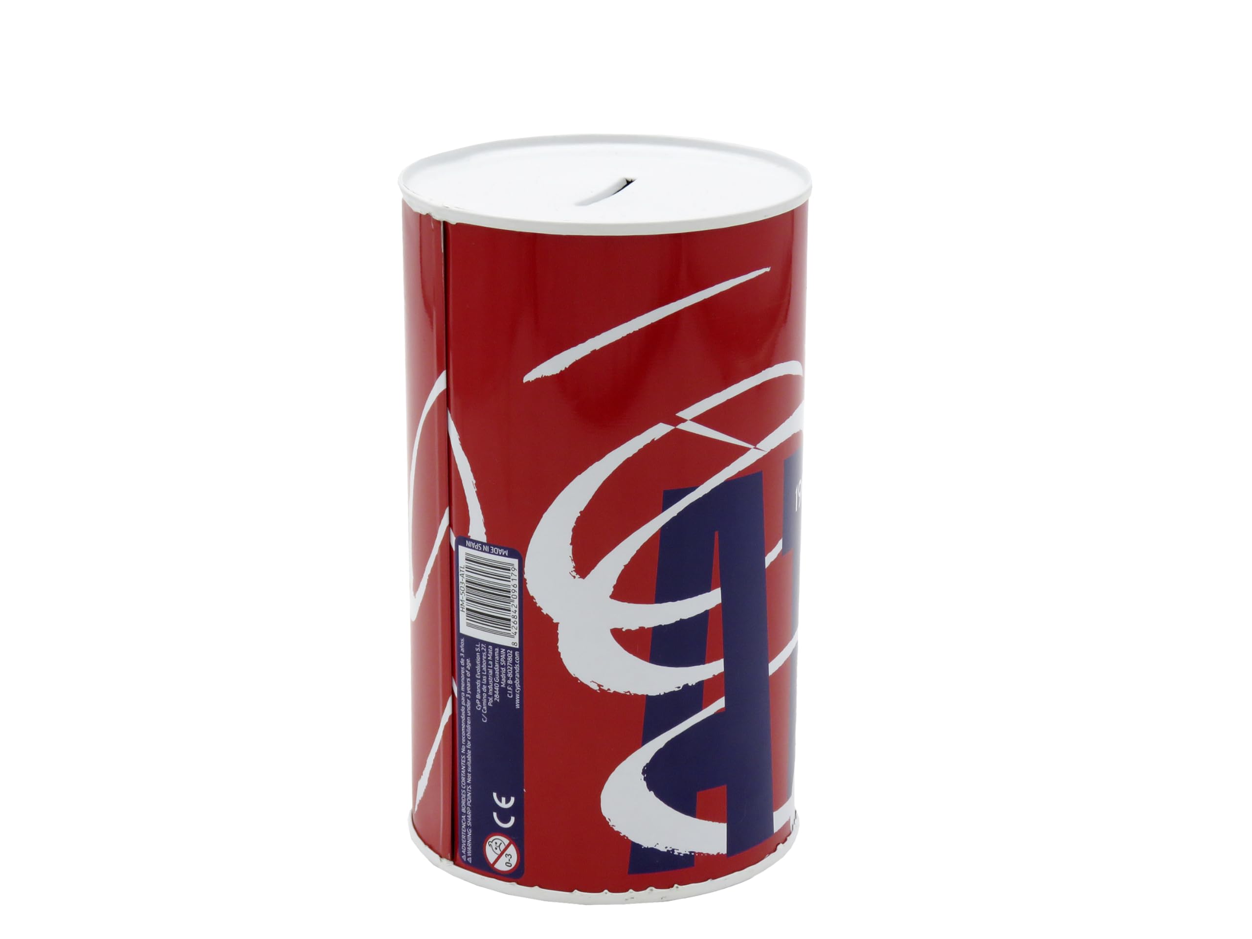 CyP Brands Atletico Madryt - Metalowe Skarbonki, Pieczętowane, Wielka Skarbonka, Czerwony, Oficjalny Produkt