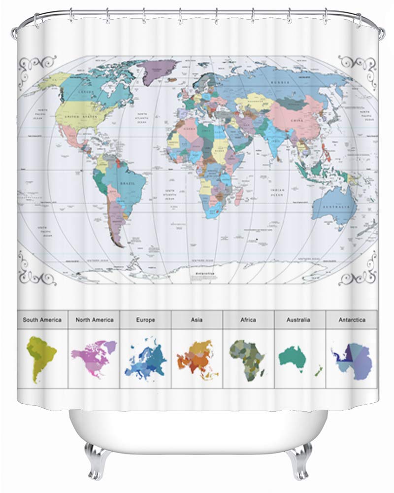 Shower Curtains World Map Curtains & Drapes 2023