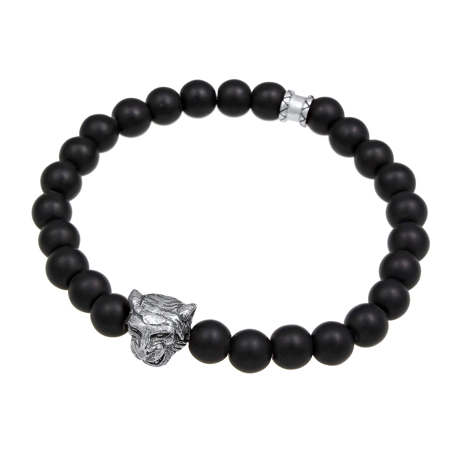 Kuzzoi Herren Steinarmband aus schwarzem Onyx Edelstein Perlen (8 mm)